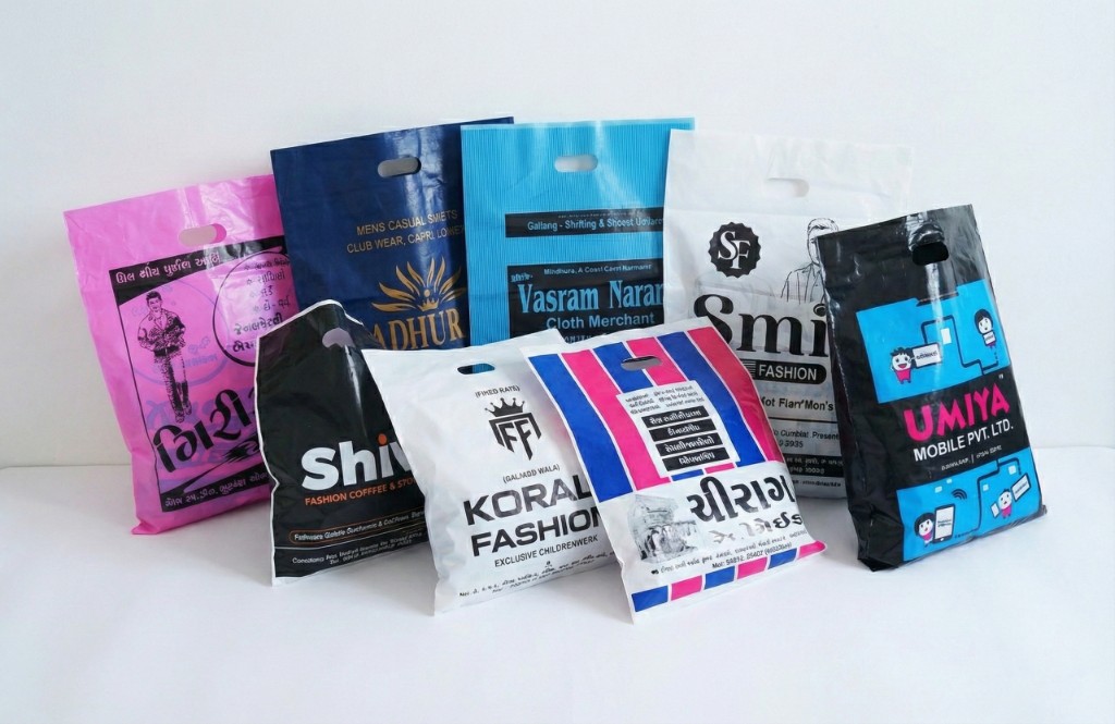 Die-cut handle custom printed bags