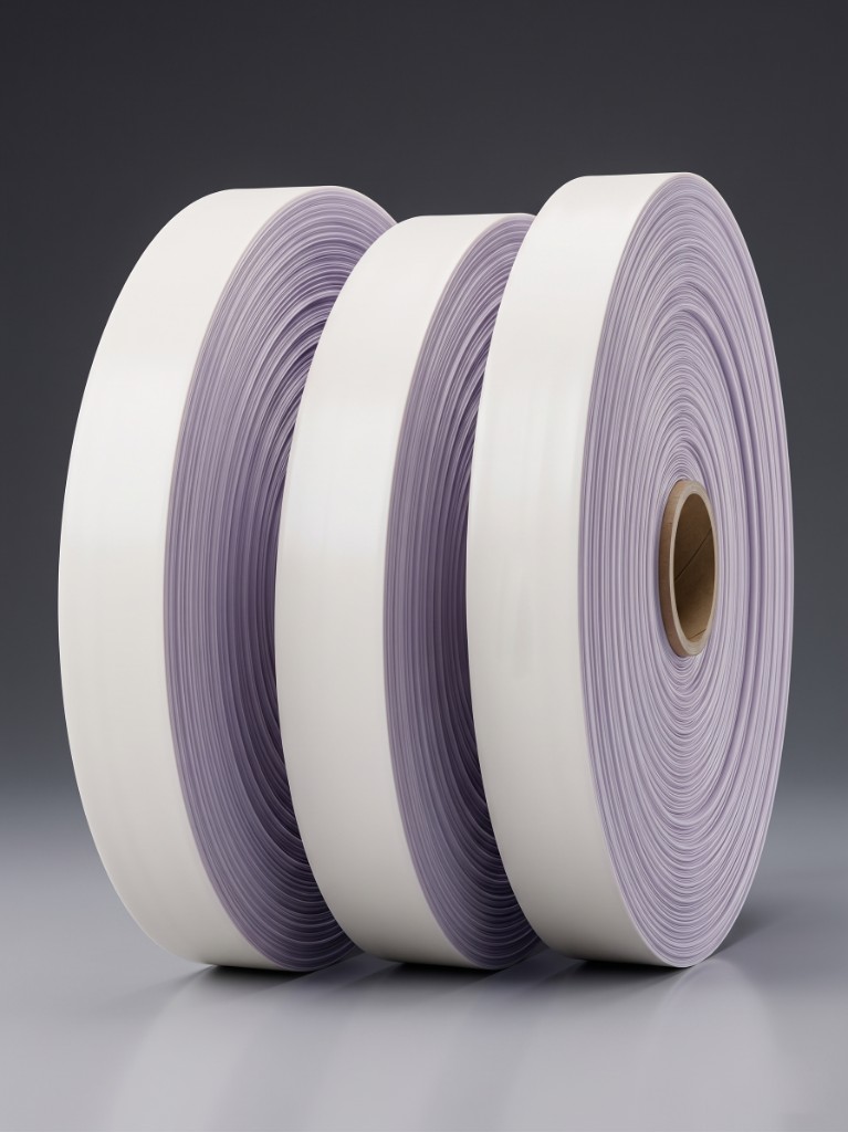 White industrial film rolls